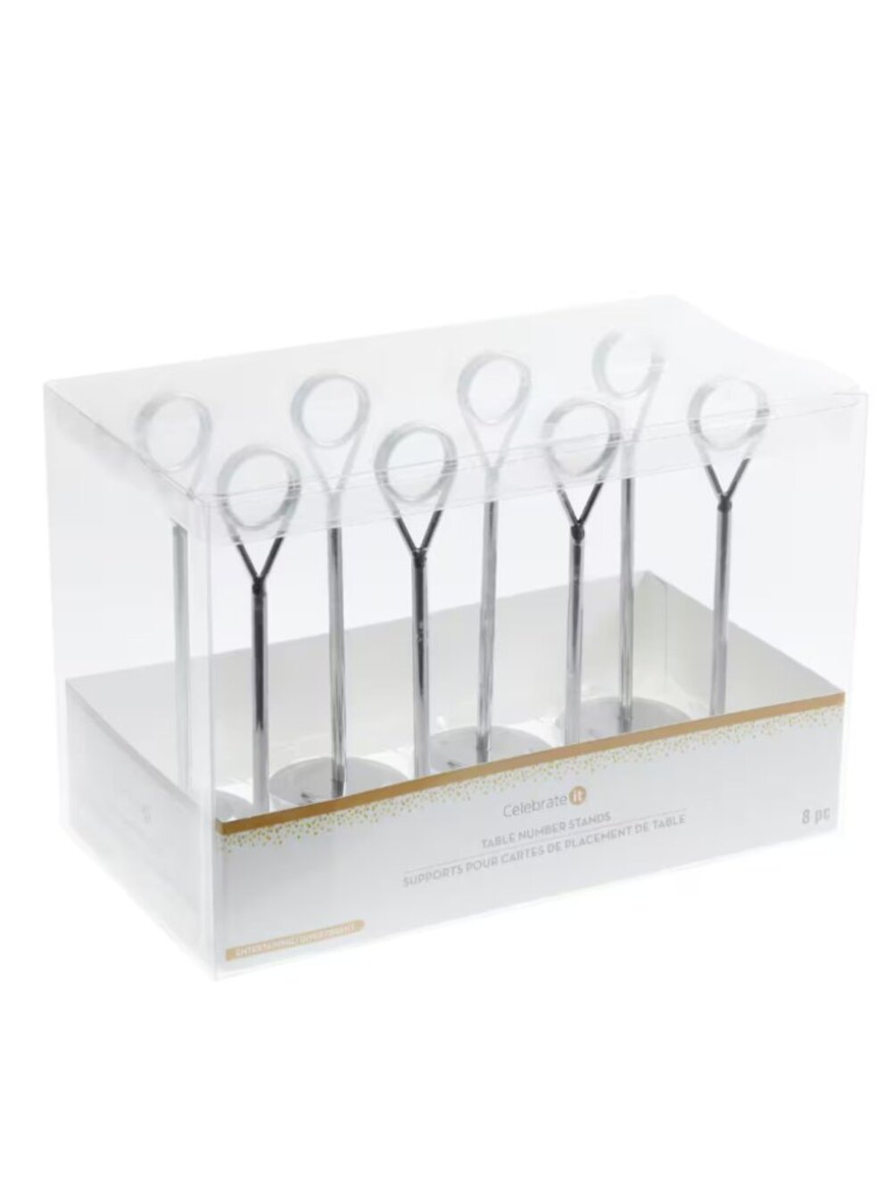 Celebrate Silver Table Number Holders 6" Metal Card Sign Stands 8 Pack Wedding